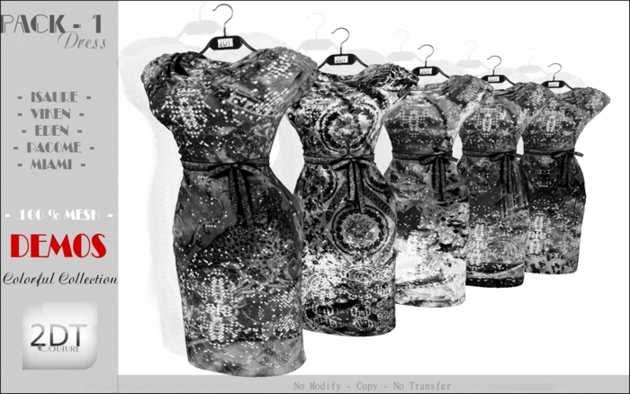 2DT Couture - PACK 1 Dress -DEMOS-(Colorful Collection )