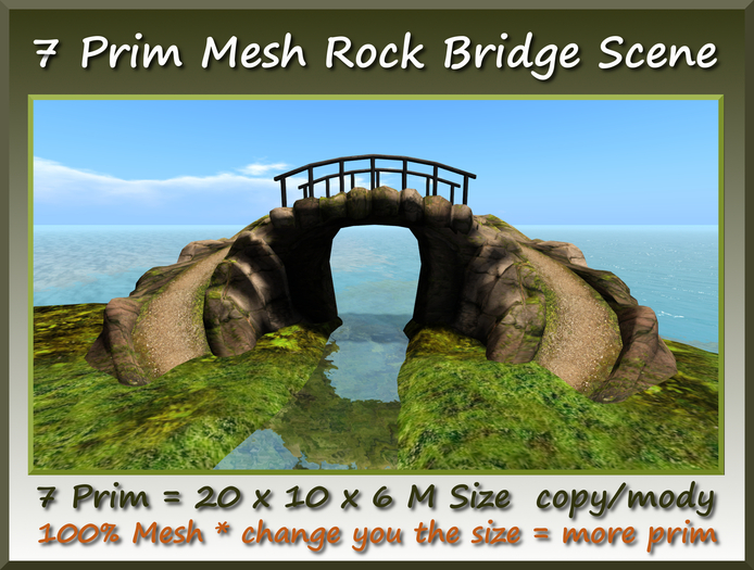 7 Prim Mesh Rock Bridge 20x10x6m Size(vers.1) copy-mody