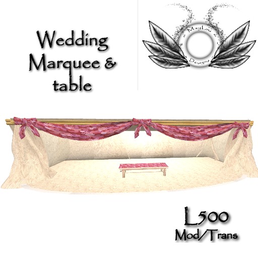 Wedding or Party Marquee and table - with multi texture options