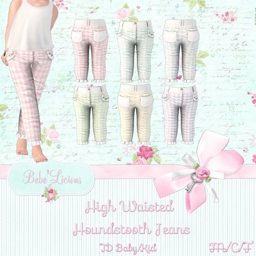 ~Bebe'Licious~ High Waisted Jeans - Houndstooth Aqua {Boxed}