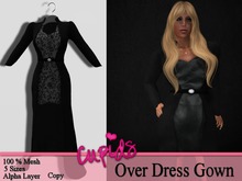 Mesh OverDress Gown Black Leather