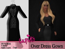 Mesh OverDress Gown Black Crepe
