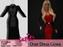 Mesh OverDress Gown Red Knit