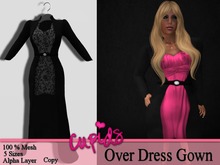 Mesh OverDress Gown Rose Satin