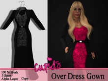 Mesh OverDress Gown Sequins Cranberry