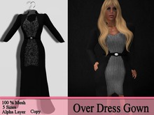 Mesh OverDress Gown Pinstripe