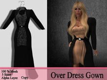 Mesh OverDress Gown Mocha Satin