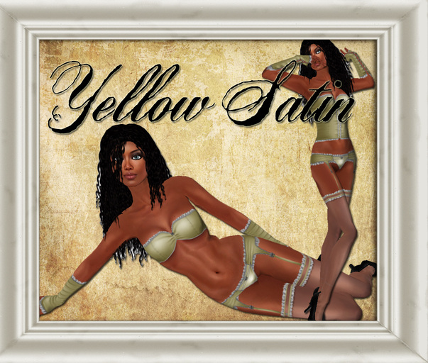 Shabby Chic Yellow Satin Underwear Set