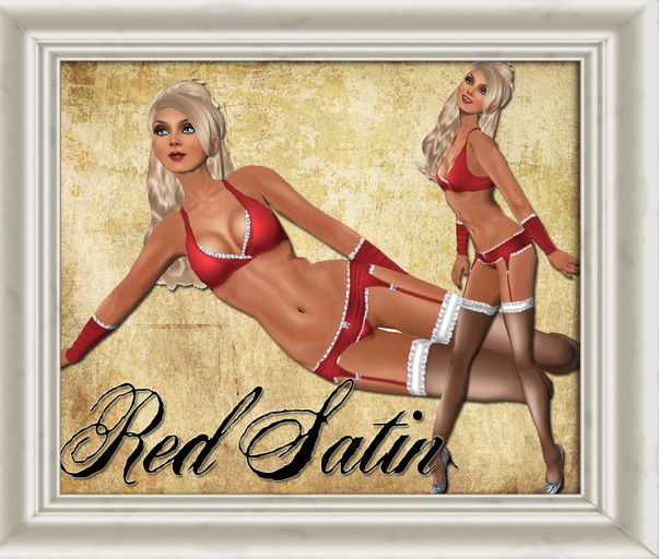 Shabby Chic Red Satin Underwear Set