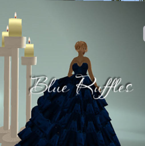 LADIES BLUE RUFFLES EVENING DRESS: LOVELY GOWN