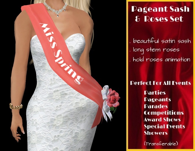 Pageant Sash and Roses Set - Miss Spring