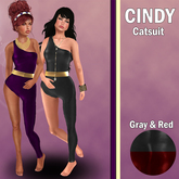 SleekChic - Cindy Catsuit Red & Gray