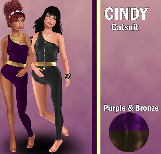 SleekChic - Cindy Catsuit Purple & Bronze