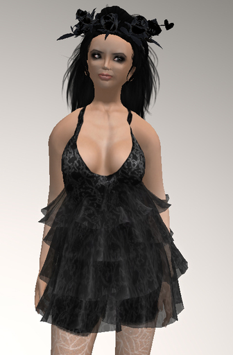 Frilled Sheer Mini Dress/black