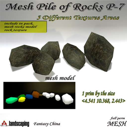 Fantasy China Mesh Pile Of Rocks P-7 1 prim FULL PERM