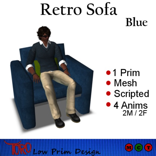 Retro Sofa 1 sit (Blue)