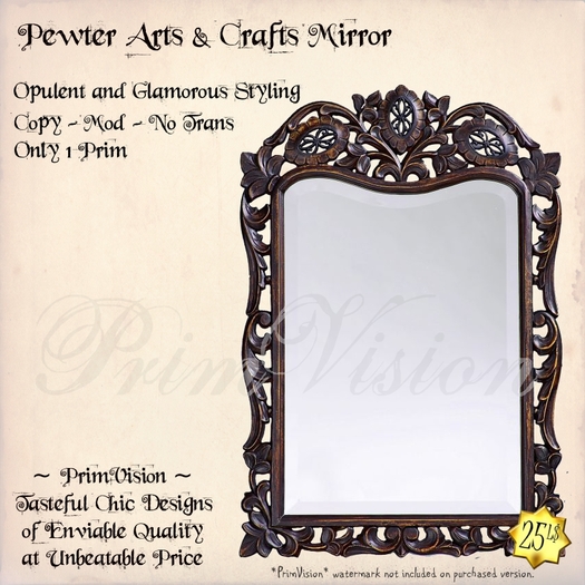 *PV* Pewter Arts & Crafts Mirror