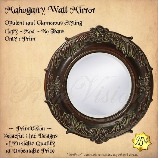 *PRIMVISION* Mahogany Wall Mirror