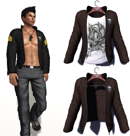 CaKe!-John leather jacket Mesh-Brown