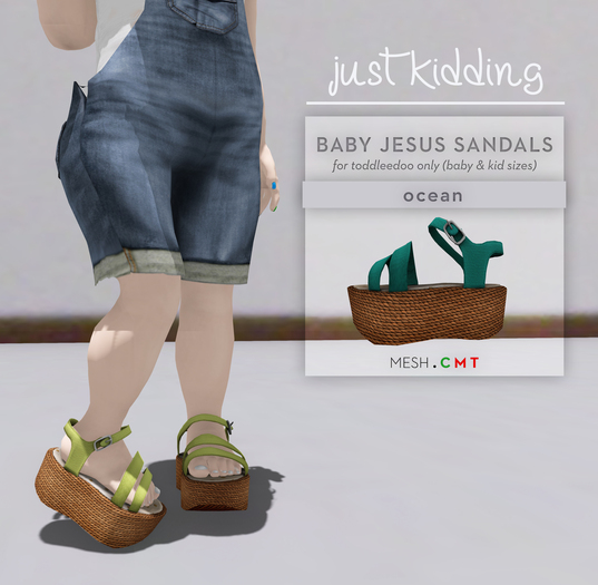 jk: baby jesus platform sandals - ocean