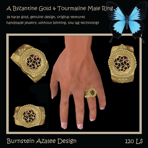 A Byzantine Gold & Tourmaline Male Ring