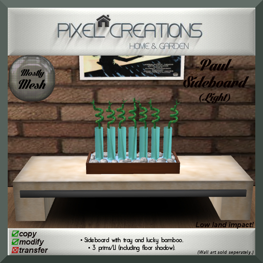 [PC] PAUL - SIDEBOARD W/LUCKY BAMBOO (Light, Mesh)(Boxed)