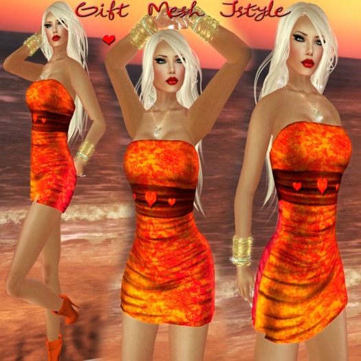 GIFT COMPLETE OUTFIT MESH DRESS ORANGE JSTYLE