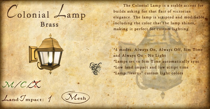 Colonial Lamp: Brass