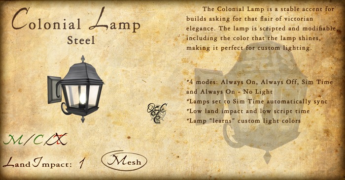 Colonial Lamp: Steel