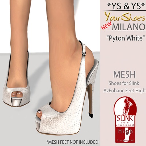 *YS&YS* Milano Slingbacks Pyton White