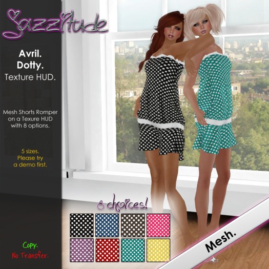 :jazzitude: Avril: Dotty Romper with Texture HUD