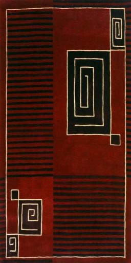 AFantasy Black & Red Modern Abstract Area Rug - BOXED