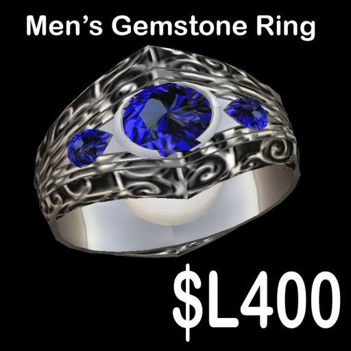 Second Life Marketplace Mens Gemstone Ring Sapphire