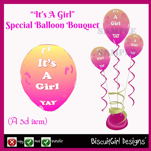 It's A Girl ~ Special Balloon Bouquet