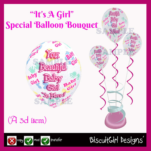It's A Girl ~ Special Balloon Bouquet