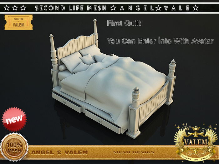 . :: VALEM ::.Full Perm Mesh Custom Design Two Quilt Palace Bed