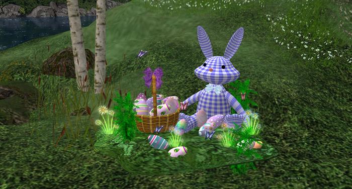 EASTER VIGNETTE CHECKERED RABBIT