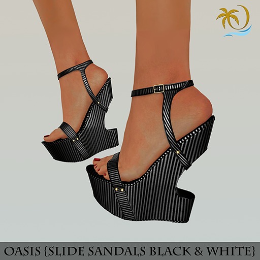 OASIS {Slide Sandals BLACK & WHITE}