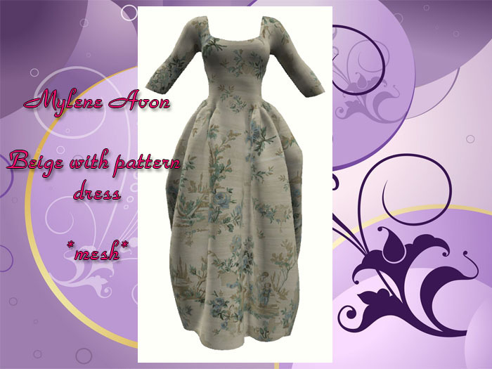 M.Avon-Beige with pattern dress-mesh