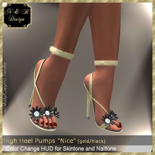 Second Life Marketplace - N & B Design High Heel Pumps Nice (gold black)