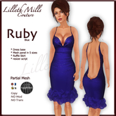LMC Ruby - Blue - stunning low back plunger gown