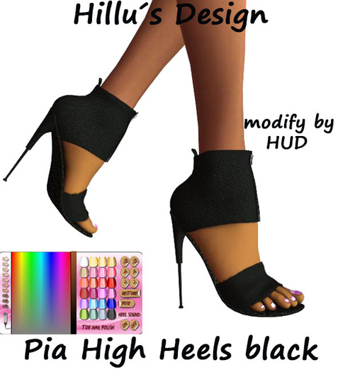 Pia High Heels black leather