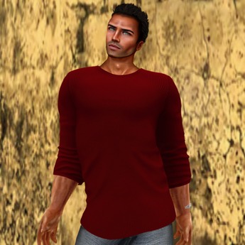 Mens 3 Quarter Length Sleeve Sweater Red