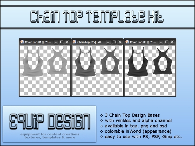 Chain Top Template Kit (tga, png, psd) over 50% OFF