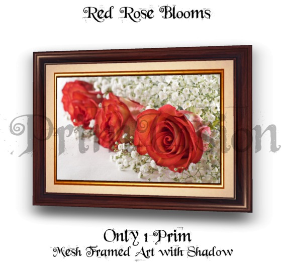 *PV* Red Rose Blooms Picture - MESH