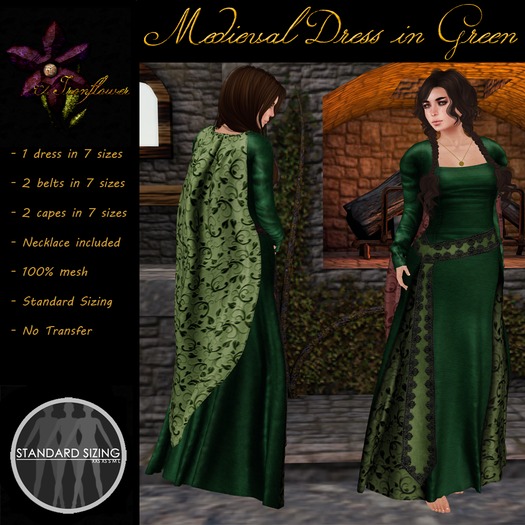The Ironflower - Medieval Gown in Green