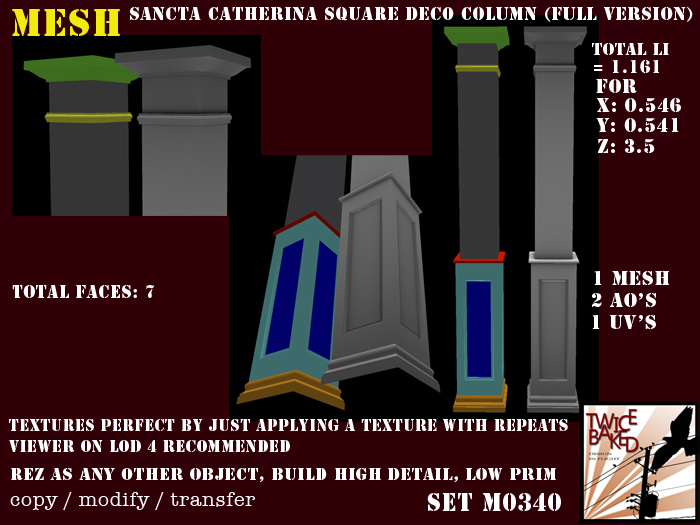 "TB" Gorgeous high detailed FP square deco column (full version) M0340