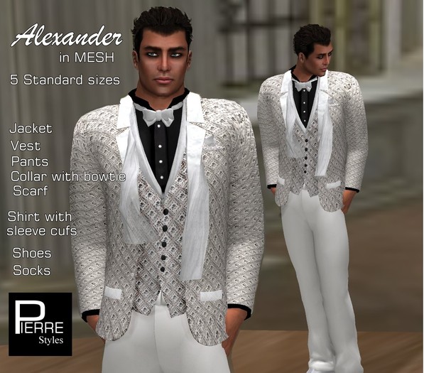 Pierre MESH TUX WHITE with PEACH