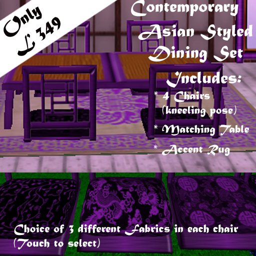 JJs Designs Asian Dining Set Purple