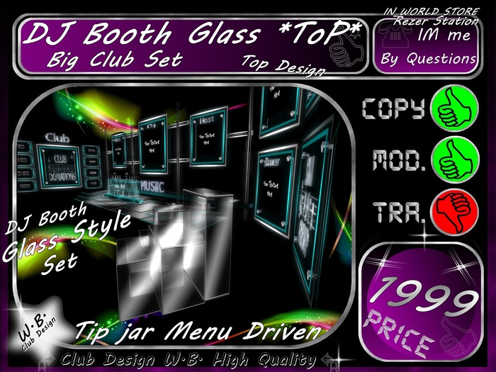 N.E.W. >> DJ Booth big Set << * Glass Style *